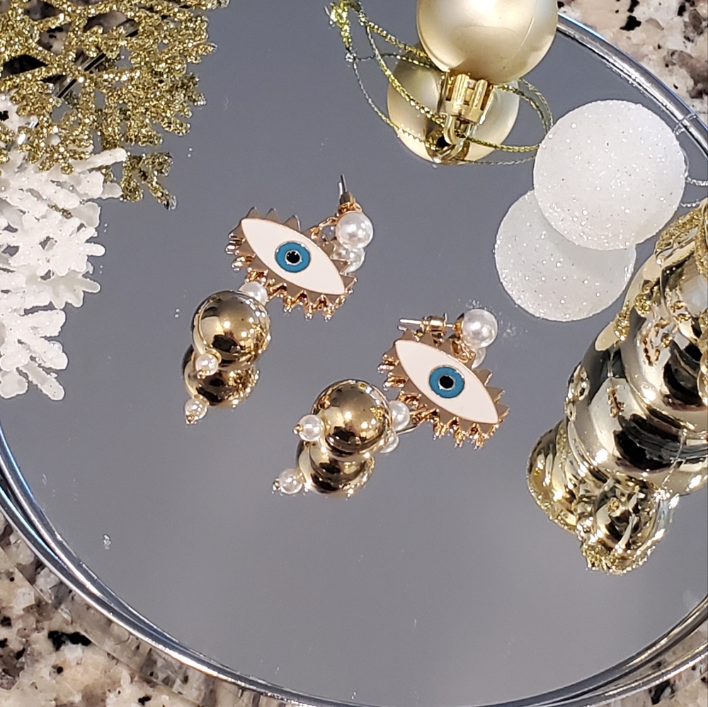 Evil eye statement earrings